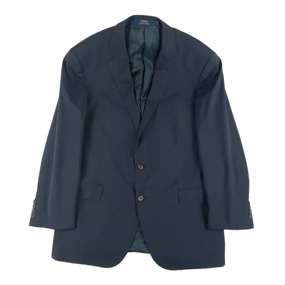 Polo Ralph Lauren Current Blue Microstriped Pure Wool Mens Blazer Size 44R